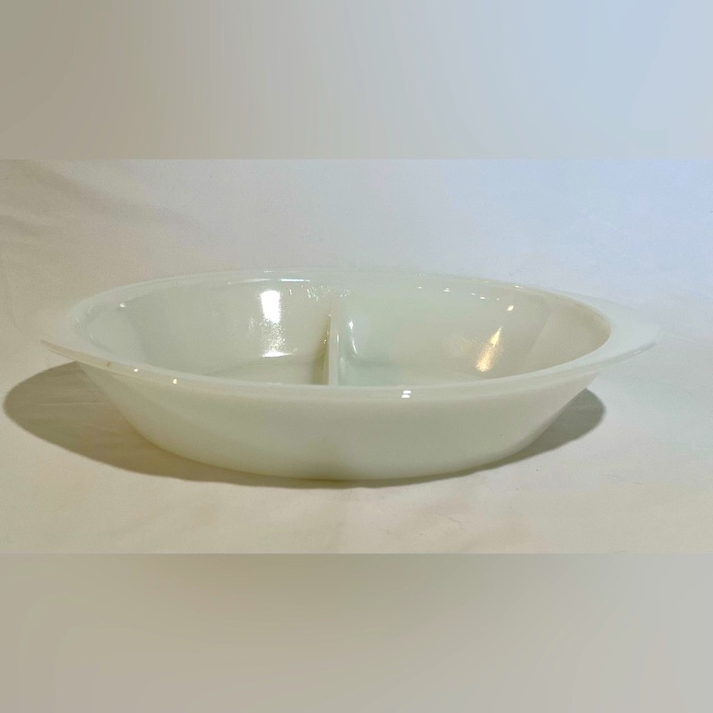 Vintage Glassbake Divided Milk Glass Serving Dish